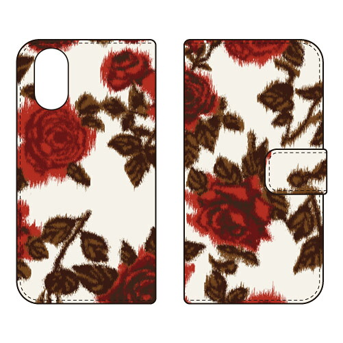 手帳型スマートフォンケース SINDEE 「Splashed Rose （ベージュ）」 Xperia 5 V SOG12 SO-53D XQ-DE44 SECOND SKIN ケース カバー スマホケース 送料無料 耐衝撃 プリント 保護 衝撃吸収