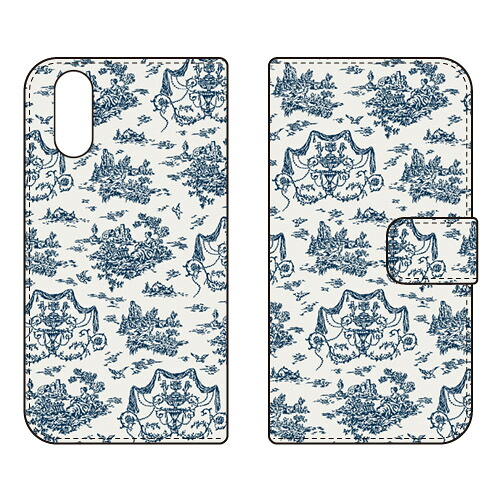 手帳型スマートフォンケース SINDEE 「Toile De Jouy」 Xperia 10 VI SOG14 SO-52E A402SO XQ-ES44 SECOND SKIN ケース カバー スマホケース 送料無料 耐衝撃 プリント 保護 衝撃吸収