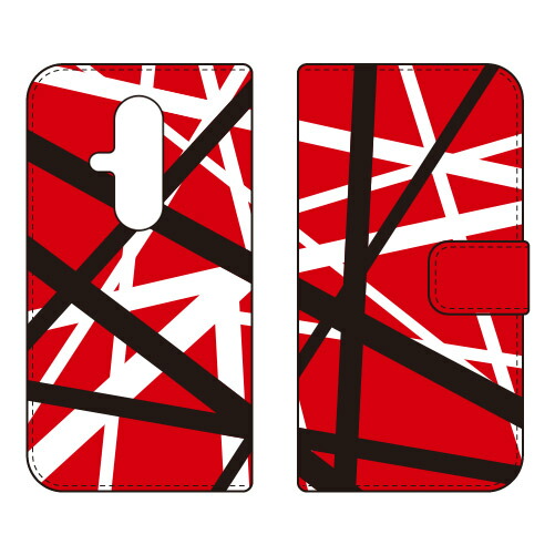 手帳型スマートフォンケース ロックオマージュ レッド らくらくスマートフォン F-53E SECOND SKIN ケース カバー スマホケース 送料無料 耐衝撃 プリント 保護 衝撃吸収