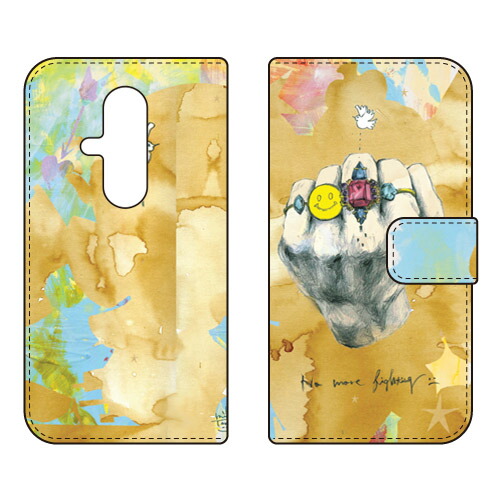 手帳型スマートフォンケース MIKATAMO 「No more fighting.2」 らくらくスマートフォン F-53E SECOND SKIN ケース カバー スマホケース 送料無料 耐衝撃 プリント 保護 衝撃吸収