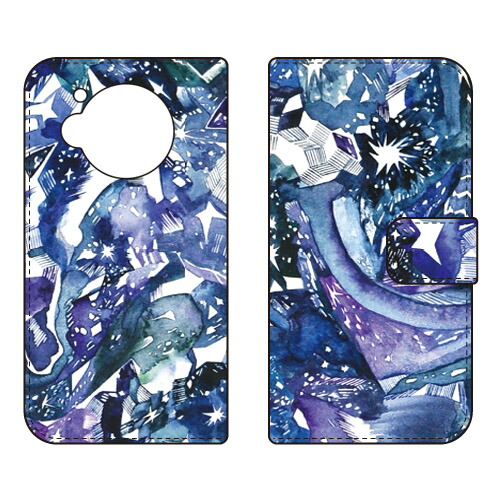 手帳型スマートフォンケース Saqui Hotate 「hoshikuzu」 AQUOS R7 SH-52C A202SH SECOND SKIN ケース カバー スマホケース 送料無料 耐衝撃 プリント 保護 衝撃吸収