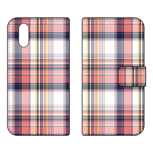 手帳型スマートフォンケース 「マドラスチェック レッド」 シンプルスマホ6 A201SH SECOND SKIN ケース カバー スマホケース 送料無料 耐衝撃 プリント 保護 衝撃吸収