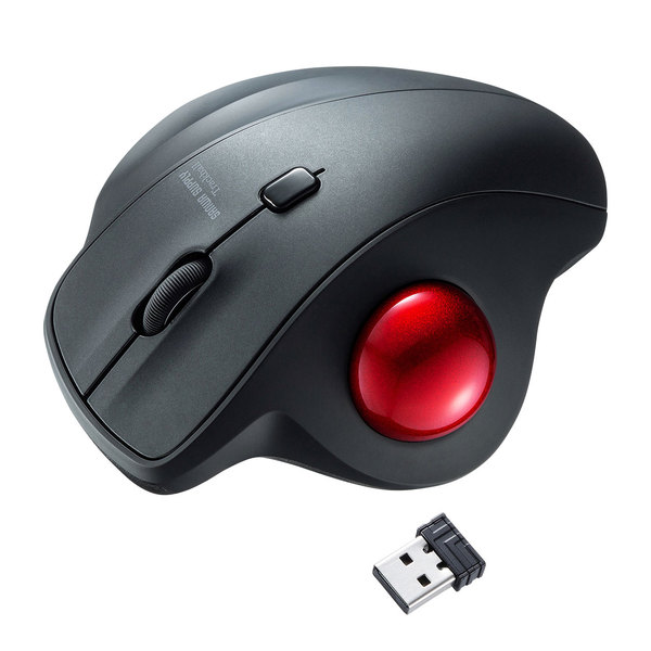 【送料無料】 SANWA SUPPLY（サンワサプライ） ワイヤレストラックボール MA-WTB129BK ボール トラックボール リラックス 親指操作 中型サイズボール カーソルスピード 切り替え 左右ボタン ホイール スクロール 静音スイッチ 電源ONOFFスイッチ レシーバー 簡単収納