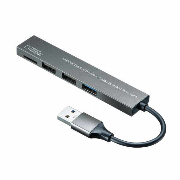 SANWA SUPPLY(サンワサプライ) USB 3.2 Gen1+USB2.0 コンボ スリムハブ(カードリーダー付き) USB-3HC319S