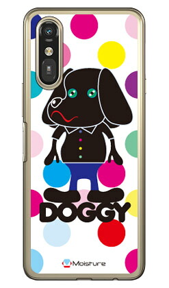 Doggy マルチカラードット らくらくスマートフォン a (A401FC) / らくらくスマートフォン Lite (ソフトTPU) SECOND SKIN ケース カバー スマホケース 送料無料 耐衝撃 プリント 保護