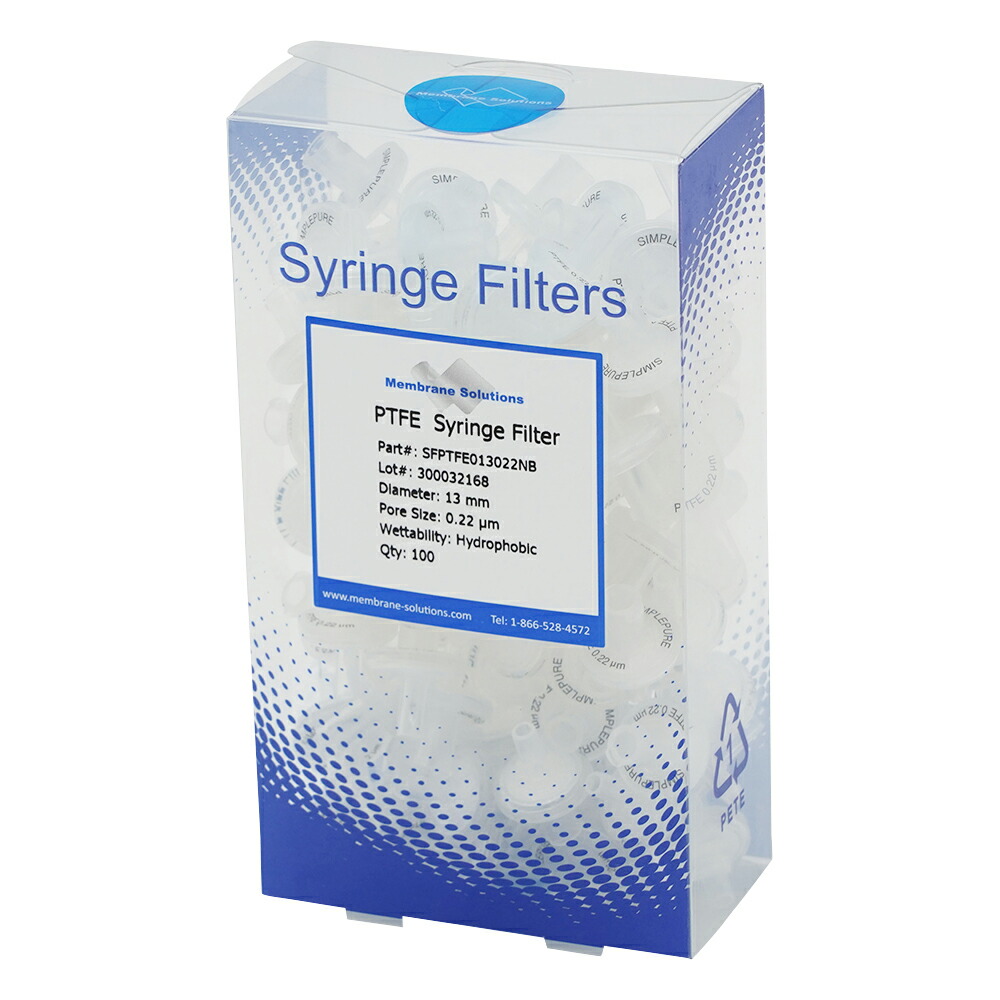 シリンジフィルター（疎水性）PTFE φ13mm/φ0.22μm 1箱（100個入）