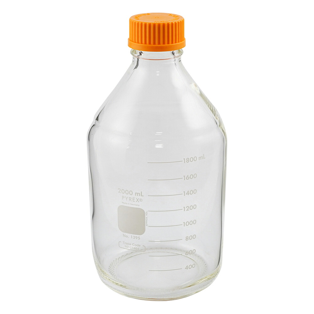 メディウム瓶(PYREX(R)オレンジキャップ付き) 透明 2000mL|液晶保護フィルムとカバーケース卸