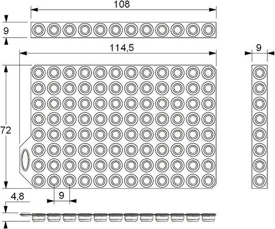 96well format用Push Cap 8cap band型 灰色 1パック（40マット入）