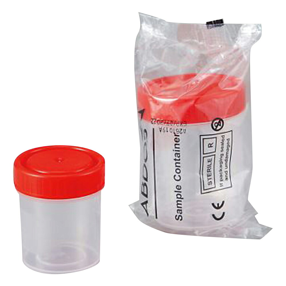 滅菌サンプル容器（個包装タイプ） 赤 60mL 1箱（350個入）