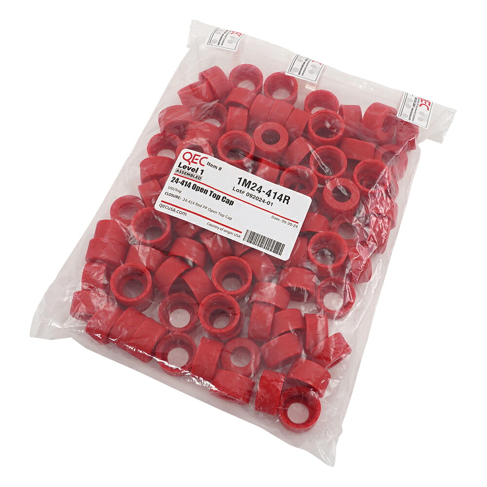 飲料水分析用EPAバイアル・VOC/VOA用 穴あきキャップ（赤）100個入
