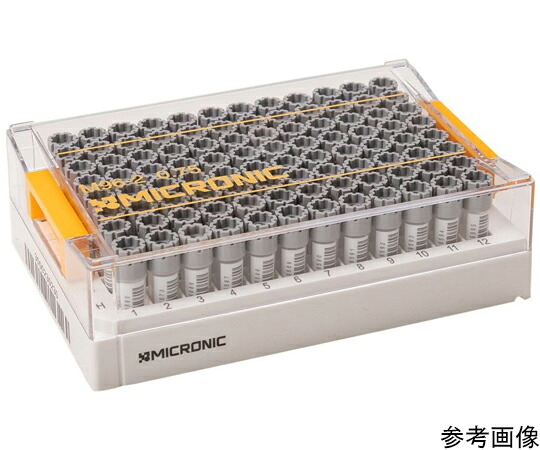 2Dバーコード付クライオチューブ Hybrid External thread 0.75mL ラック入 W00タイプ（側面白色面付き）1セット（96本×10ラック入）