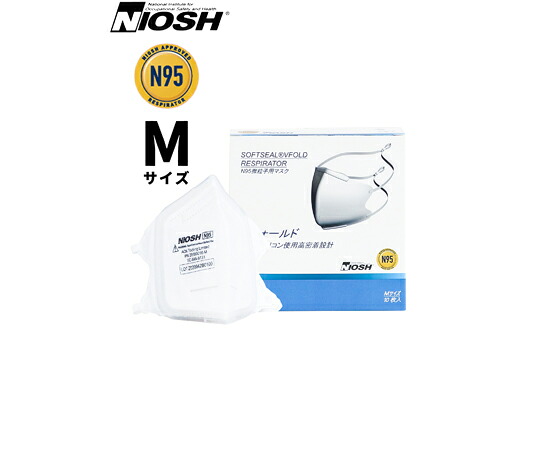 Niosh認証　Softseal　Vfold　N95マスク（折り畳み型）　M　10枚入×30箱