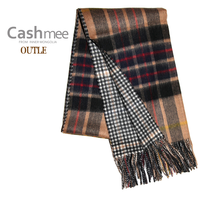 期間限定！通常価格￥14,580(税込) OUTLET『Cashmee カシミヤ100％ キャメルチェック&times;ギンガムチェックリバーシブルストール』マフラー/ストール/レディース/メンズ/カシミヤ/カシミア