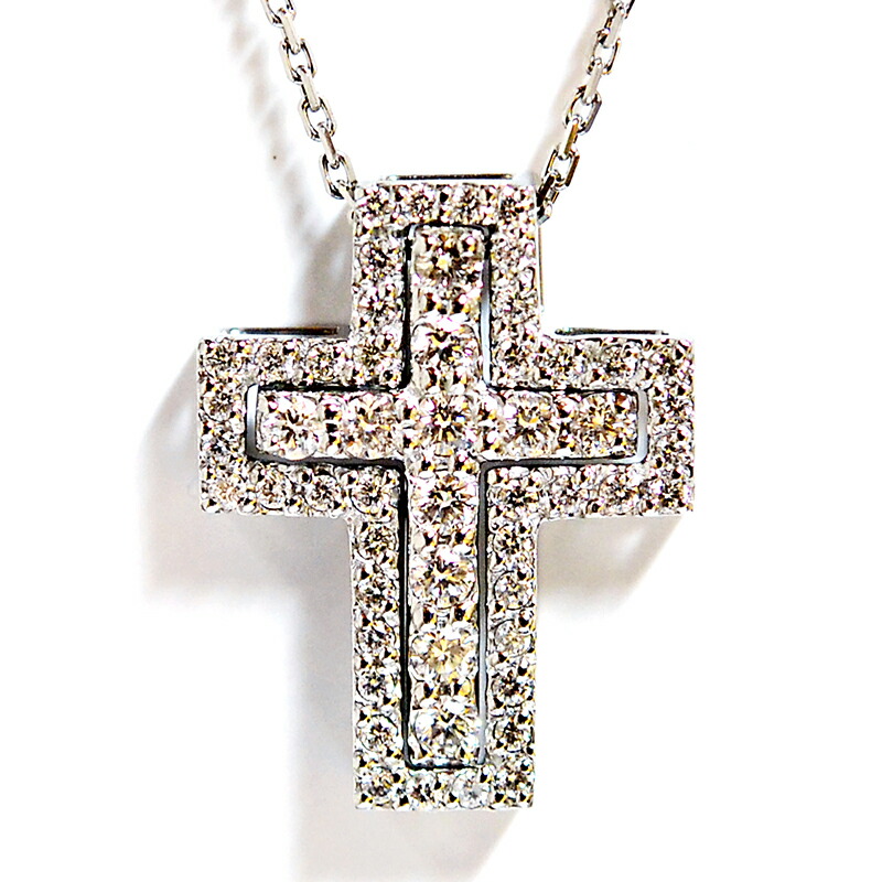 ★週末限定値下げ★K18WG 1.00ctダイヤモンド クロス ネックレストップ 楽天市場】K18WG【1.0ct】ダイヤモンド クロス ネックレス