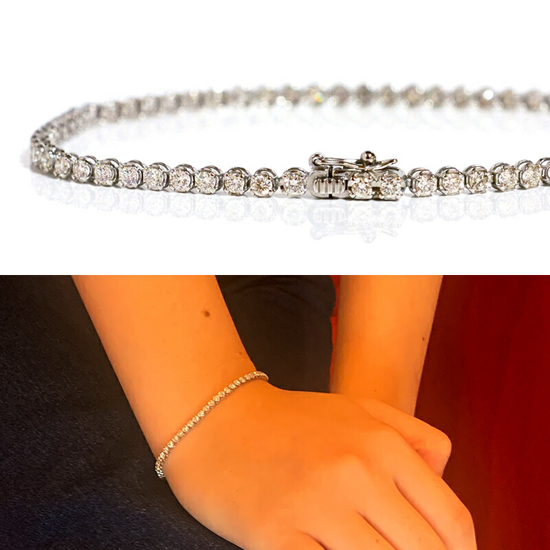 楽天市場】テニスブレスレットフルエタニティーダイヤモンド1.00