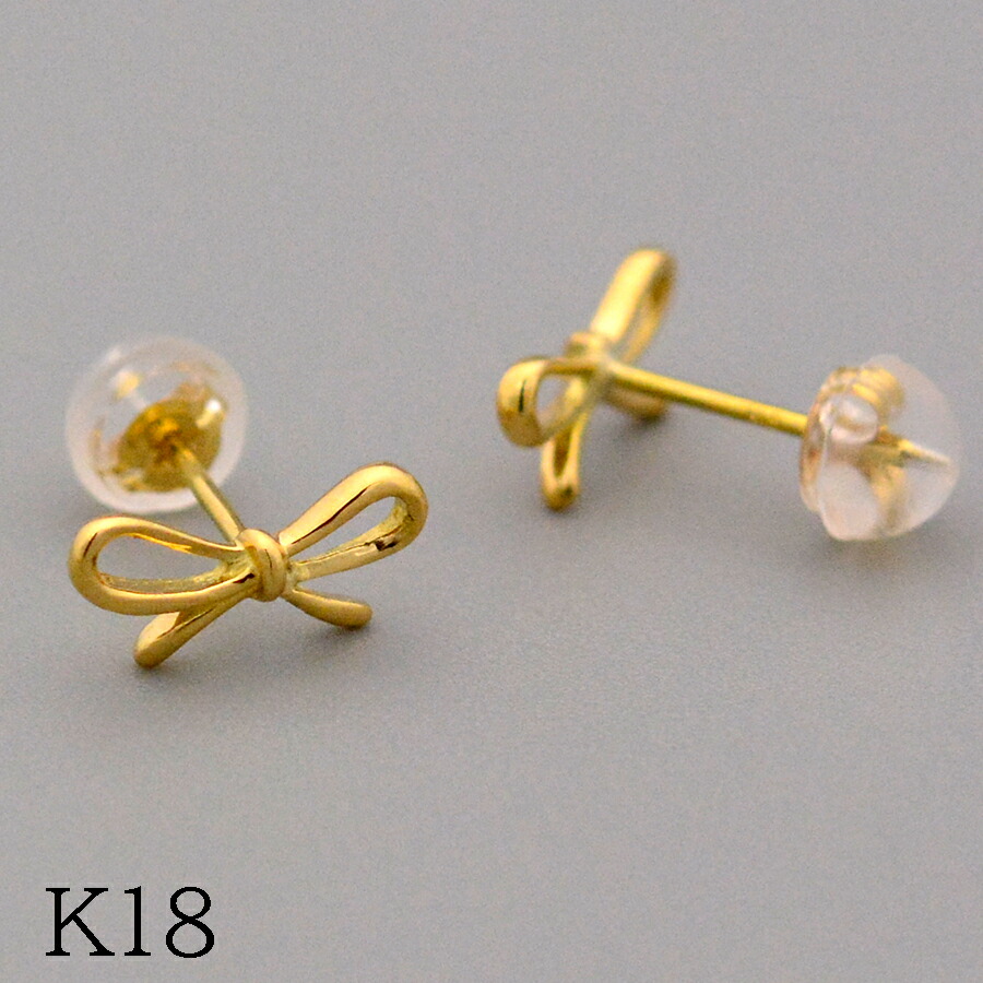 ワイドルーズリボンスタッドピアス K18イエローゴールド 10,032円