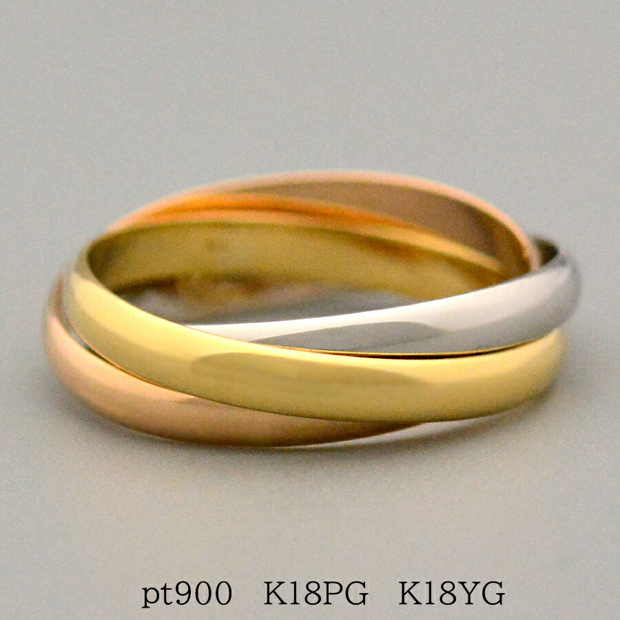 楽天市場】WIDEオールゴールドトリニティーリング K18YGイエロー