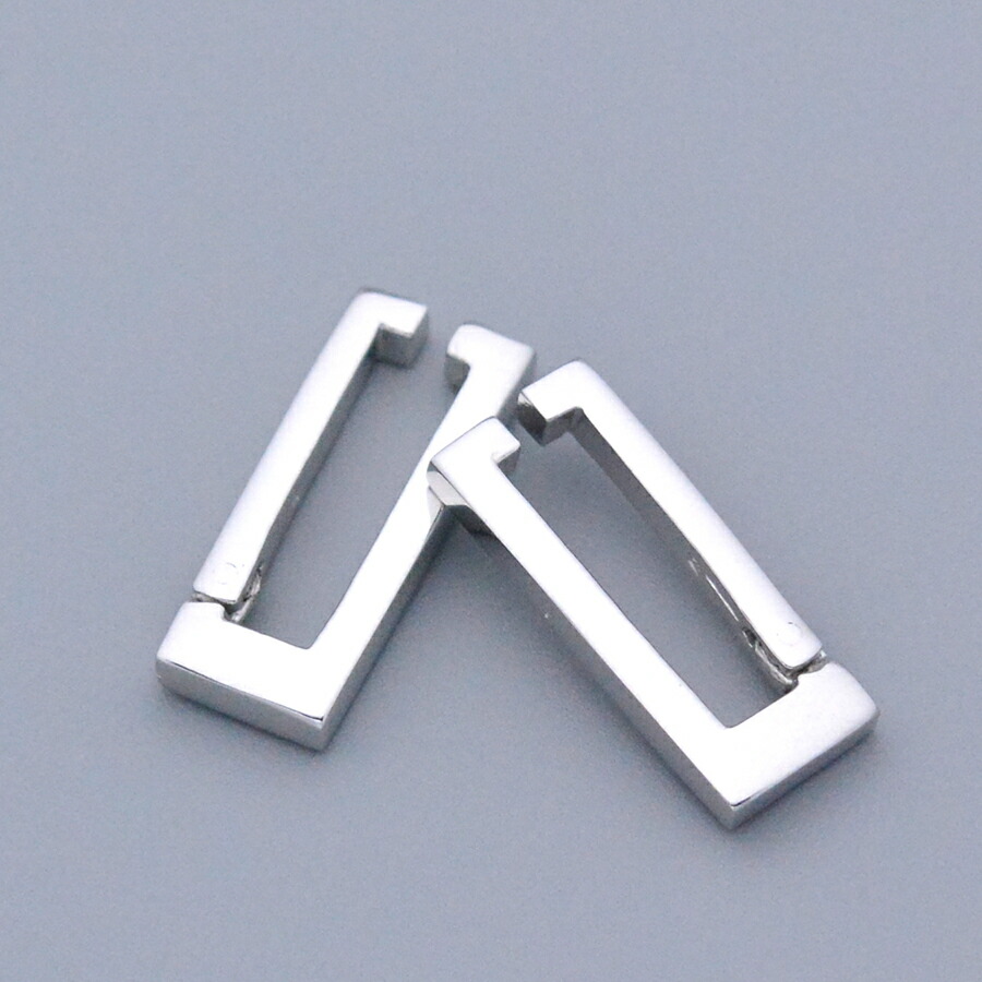 フープイヤリングイヤカフロングスクウェアシルバーsv925　幅:3.0mm　厚さ：2.0mm　たて：20mm