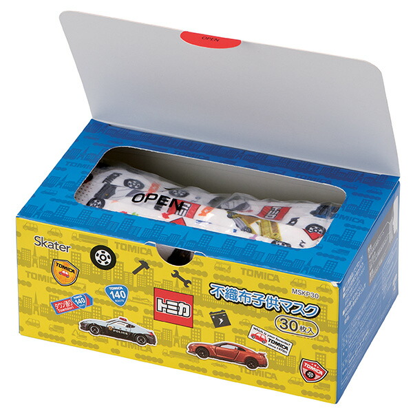 楽天市場 子ども用不織布プリーツマスク ３０枚入り トミカ 花粉 花粉症 ウイルス ウィルス 風邪 咳 予防 衛生 菌 こども用マスク ボックス マスクボックス 子供マスク お買い得 タカラトミー 自動車 くるま スケーター公式ショップ