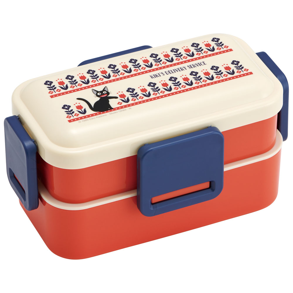 弁当箱 大人 子供 二段 仕切り 食洗機 レンジ 対応 小学生 600ml かわいい スケーター PFLW4AG 抗菌【レディース 4点ロック お弁当箱 ドーム型 子ども キッズ 漏れない 魔女の宅急便 ジジ スタジオジブリ 女性 レディース】画像
