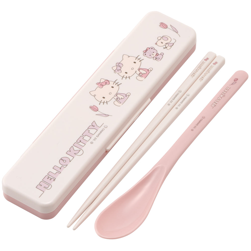 お箸 スプーン セット 食洗器対応 抗菌 カトラリー お弁当 おしゃれ カトラリーセット スケーター CCS3SAAG キティ ハローキティ  キティちゃん 女の子【おはしセット お箸セット 幼稚園 子供 箸 箸ケース 食洗機 弁当】 スケーター公式ショップ