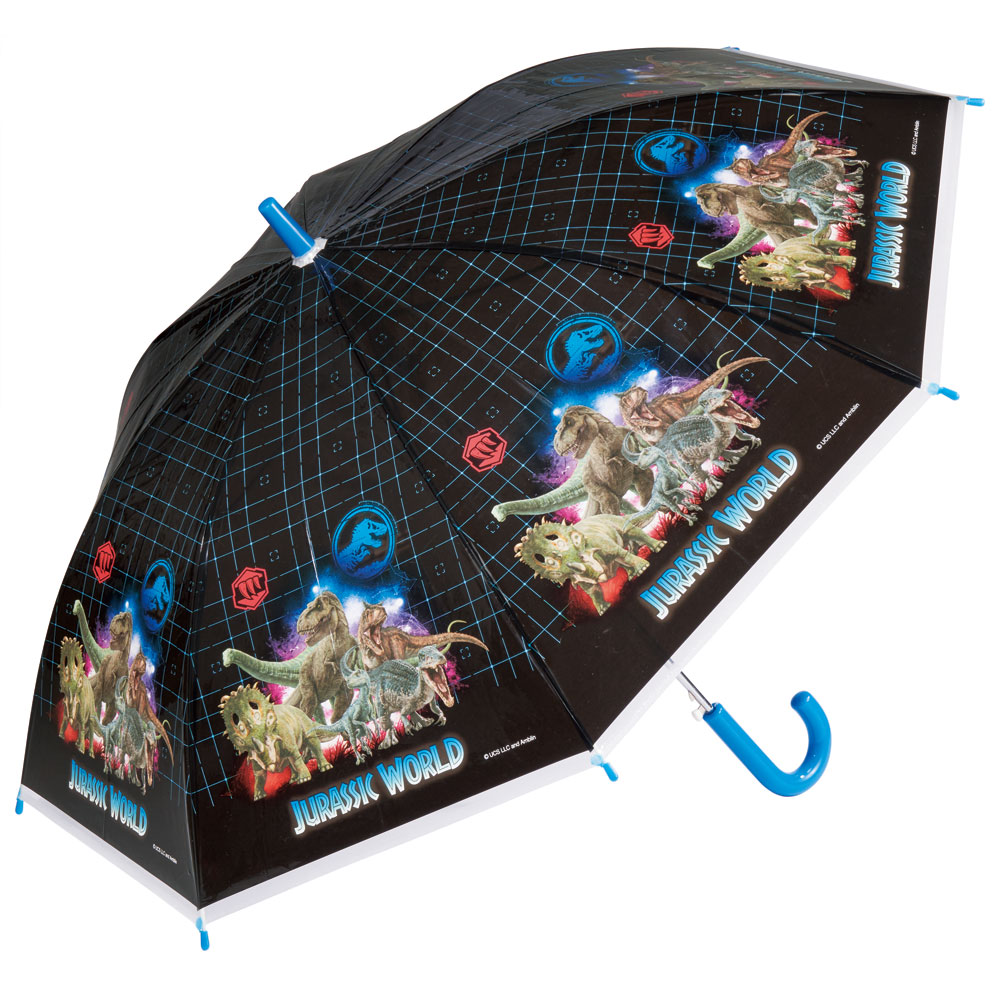 [3月3日〜3月15日 P20倍]子供 傘 55cm ワンタッチ ジャンプ傘 ビニール傘 7歳 8歳 9歳 小学生 skater スケーター UBV3 ジュラシックワールド　ジュラシック・パーク 23年 】【恐竜 JW 男の子 男子子ども キッズ キャラクター 子供用 ネームタグ 名前 可愛い 丈夫】画像