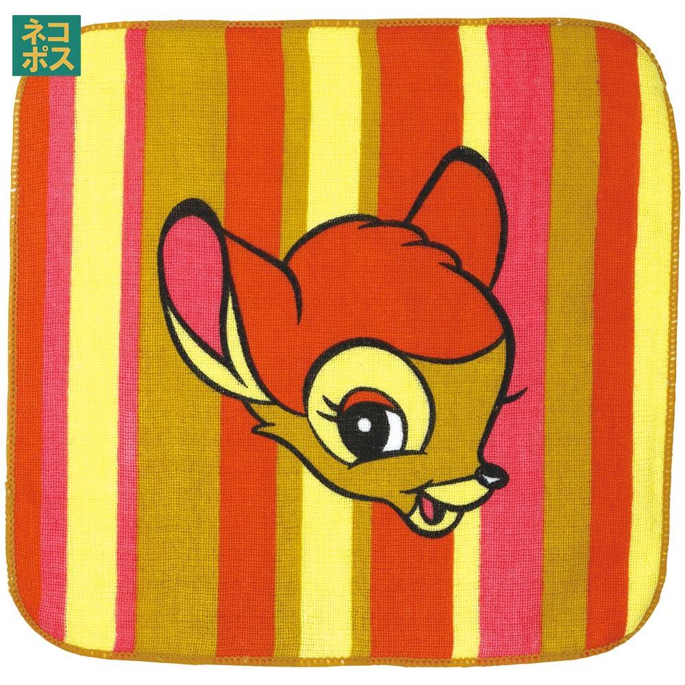 # ミニタオル 20×20cm ミニ ハンド タオル 子供 キッズ 幼稚園 綿 かわいい キャラクター MNT2 ディズニー Disney レトロ バンビ bambi Bambi 女の子【手拭き ポケット ハンカチ 小学校 保育園 ミニサイズ】画像