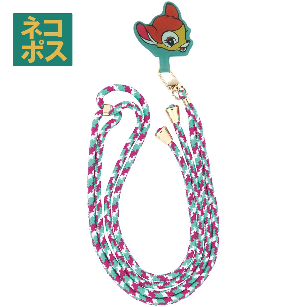 携帯 ロープ ストラップ 2本入り スマホ 首掛け 斜め掛け ハンド ストラップ ZRS1 スケーター skater ディズニー レトロ バンビ 男の子 女の子 Disney【ショルダー スマホ ケース 首かけ 手ぶら スマートフォン 挟む 便利 落下 紛失 防止 かわいい】画像