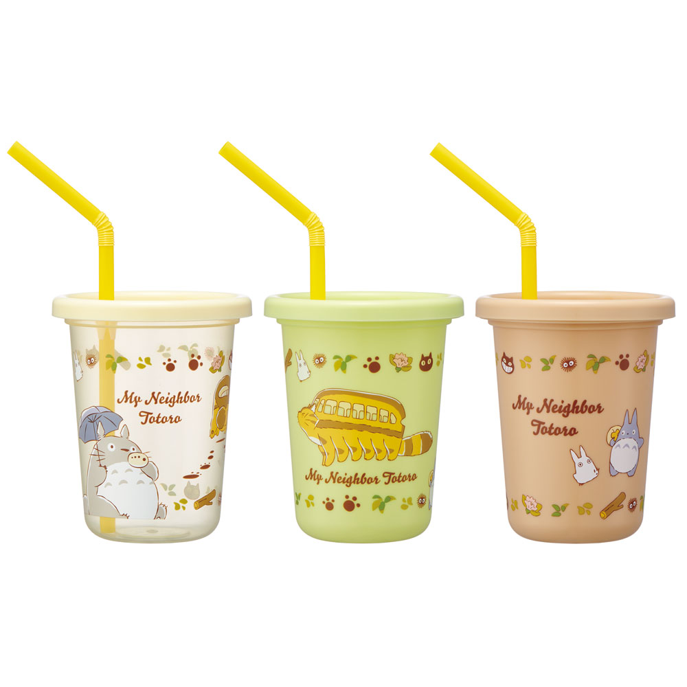 [13日〜1日20倍]ストロー付きコップ 3個 セット ストロー コップ タンブラー 蓋付き こぼれない skater スケーター SIH2ST となりのトトロ totoro スタジオジブリ 女性【ストロー付き 割れない ストローコップ プラスチック】画像