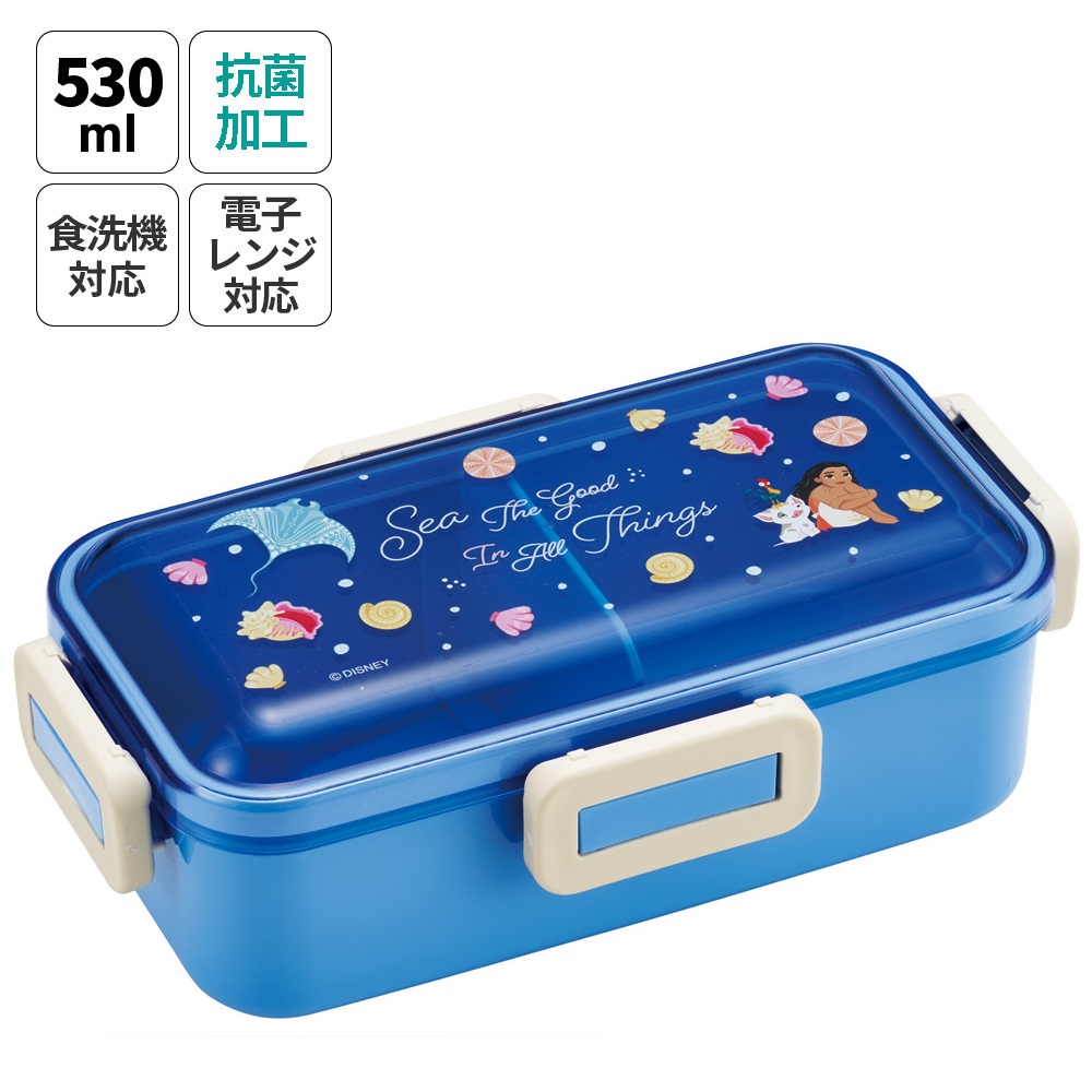 [13日〜1日20倍]弁当箱 大人 一段 仕切り 食洗機 レンジ 対応 抗菌 日本製 容量 530ml スケーター skater PFLB6AG ランチボックス ロック モアナと伝説の海 モアナ ディズニー Disney【レディース 4点ロック お弁当箱 ドーム型 1段 漏れない 食洗機OK】画像