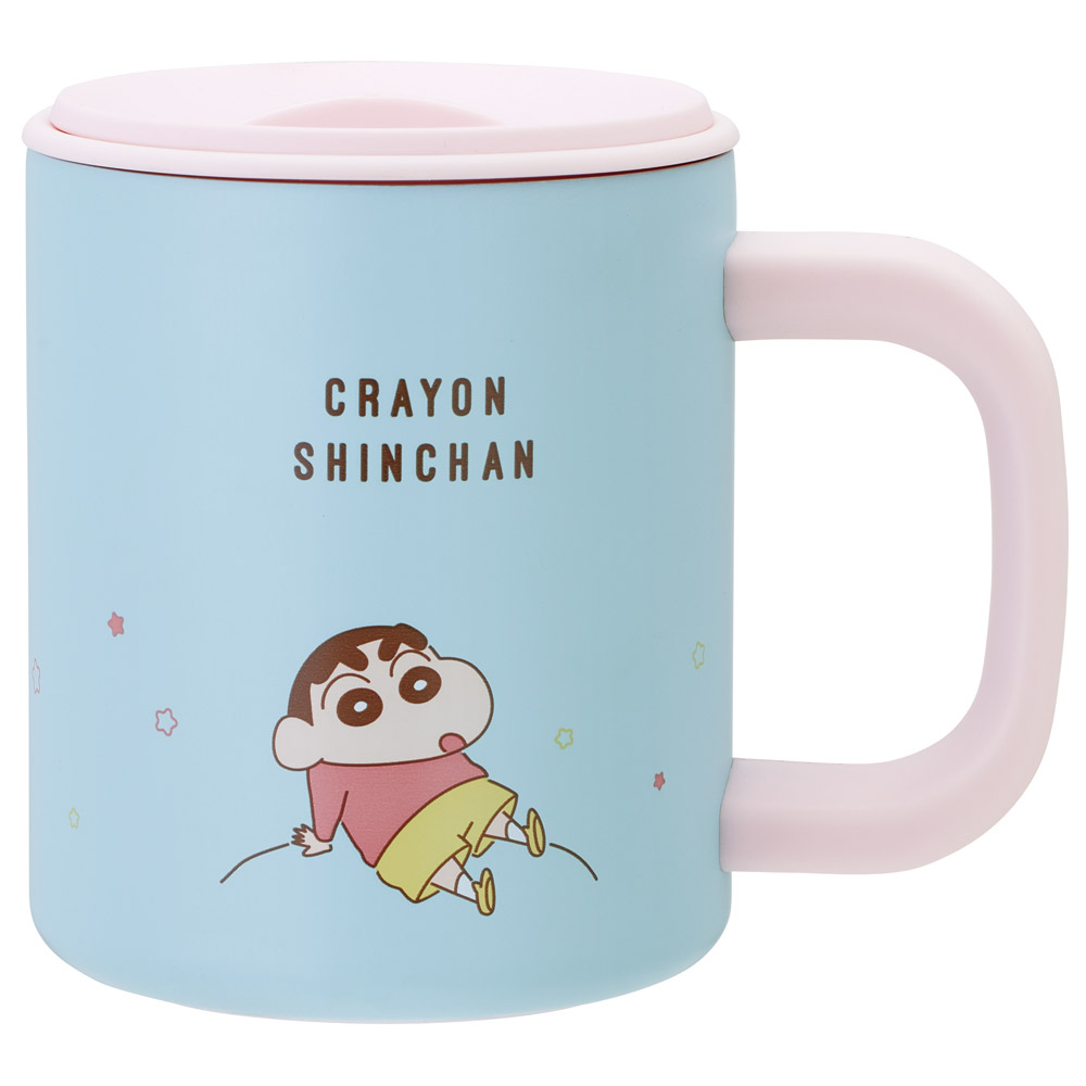 [1月16日〜2月20日 P10倍]フタ付き ステンレス マグ カップ コップ 330ml 保温 保冷 スケーター skater STMG4N クレヨンしんちゃん クレしん 男の子 女の子【持ち手付き 断熱 真空 ステンマグ スライド 飲み口 フタ付きコップ フタをしたまま飲める】画像