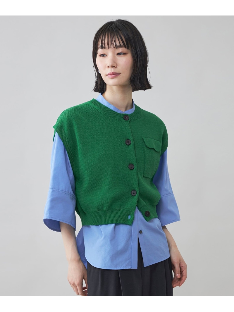 【CAST COLON】クロップドニットジレ CAST: キャスト コロン トップス ニット ベージュ ブラック ネイビー グリーン【送料無料】[ Fashion]