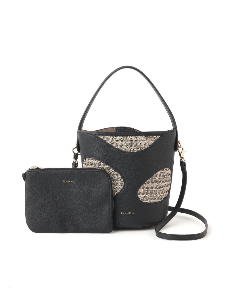 【LE VERNIS】Hole Digging Bucket Bag CAST: 役をつける コロン 御徒面子 ハンドバック 黒いこと 赤銅色【貨物輸送無料】[ Fashion]