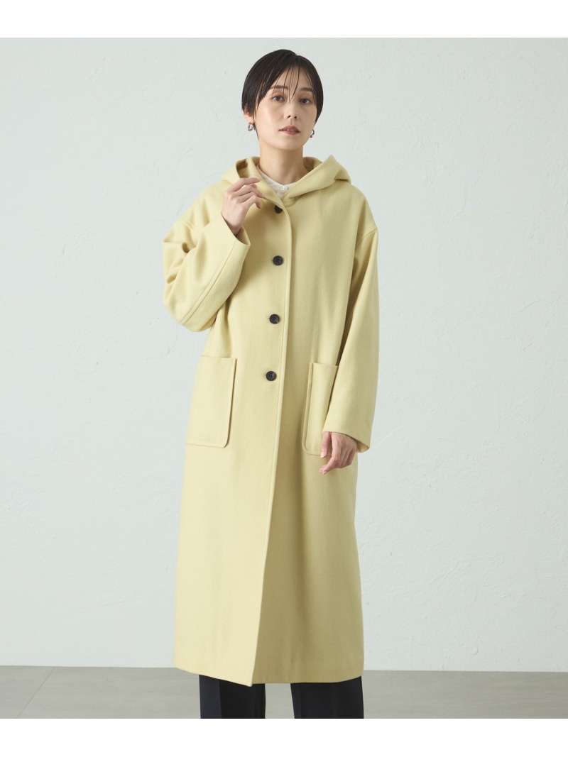【SALE／41%OFF】フードロングウールコート CAST: キャスト コロン ジャケット・アウター その他のジャケット・アウター ブラック ベージュ イエロー【RBA_E】【送料無料】[ Fashion]