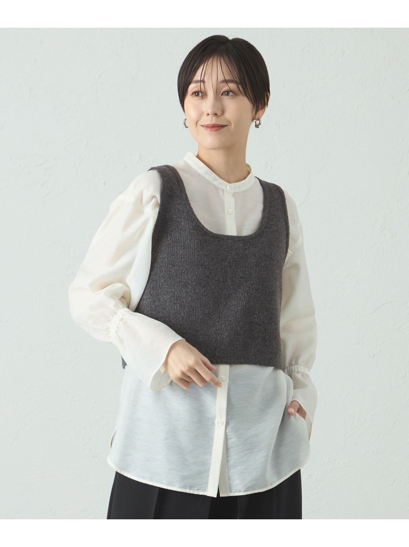 【SALE／35%OFF】【着回し抜群/手洗い可能】2WAYニットベスト CAST: キャスト コロン トップス ニット グレー ブラック【RBA_E】【送料無料】[ Fashion]｜CAST：