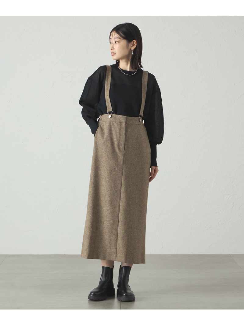 【SALE／40%OFF】【着回し抜群】サスペンダータイトスカート CAST: キャスト コロン スカート ロング・マキシスカート ベージュ グレー【RBA_E】【送料無料】[ Fashion]｜CAST：