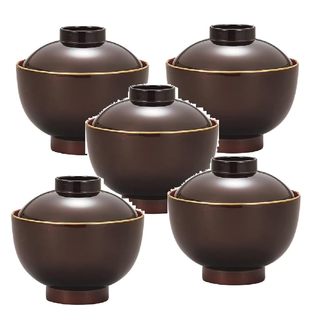 山中漆器 山中塗 レンジ対応 3.8吸物椀 溜渕金・家庭用電子レンジ・家庭用食洗機対応(5客組)