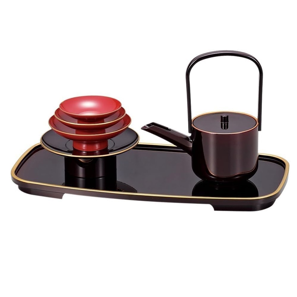 山中漆器 山中塗 小判 屠蘇器セット (溜渕金塗)