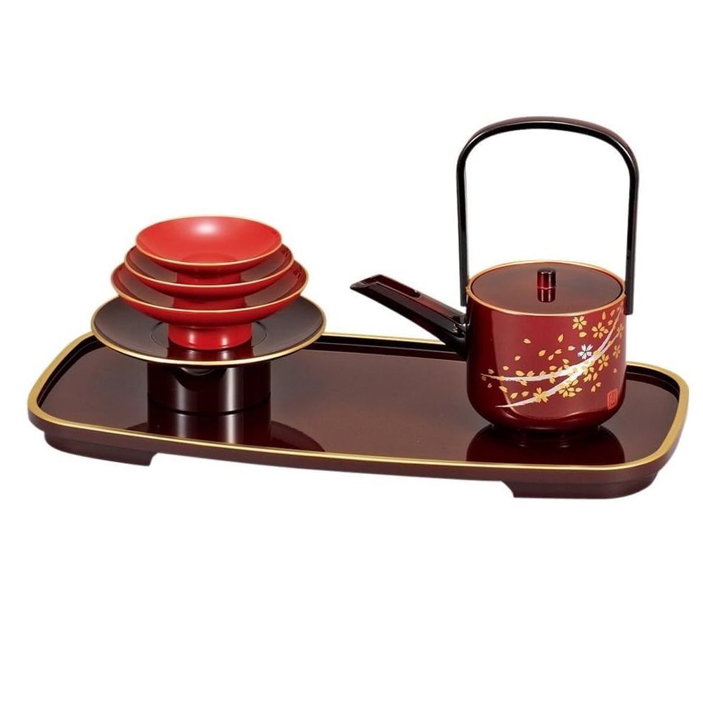 山中漆器 山中塗 屠蘇器セット (溜)はるか