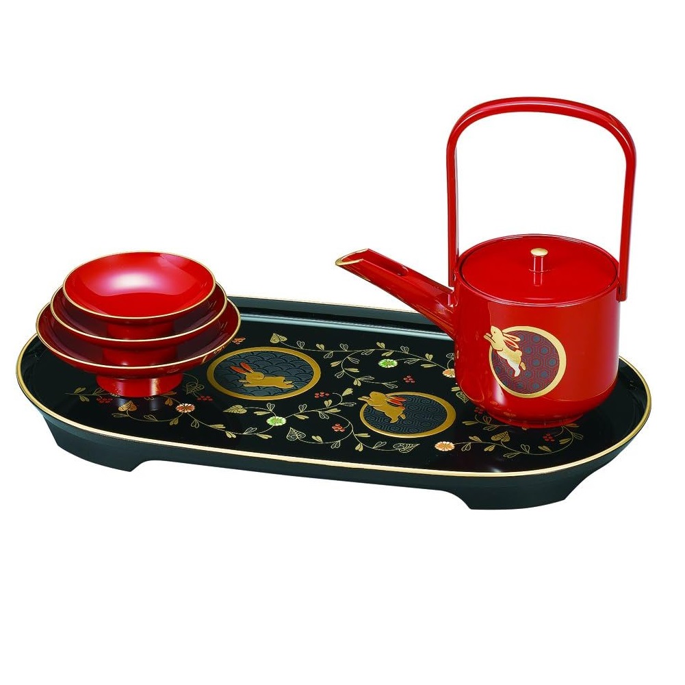 山中漆器 うさぎ唐草 屠蘇器
