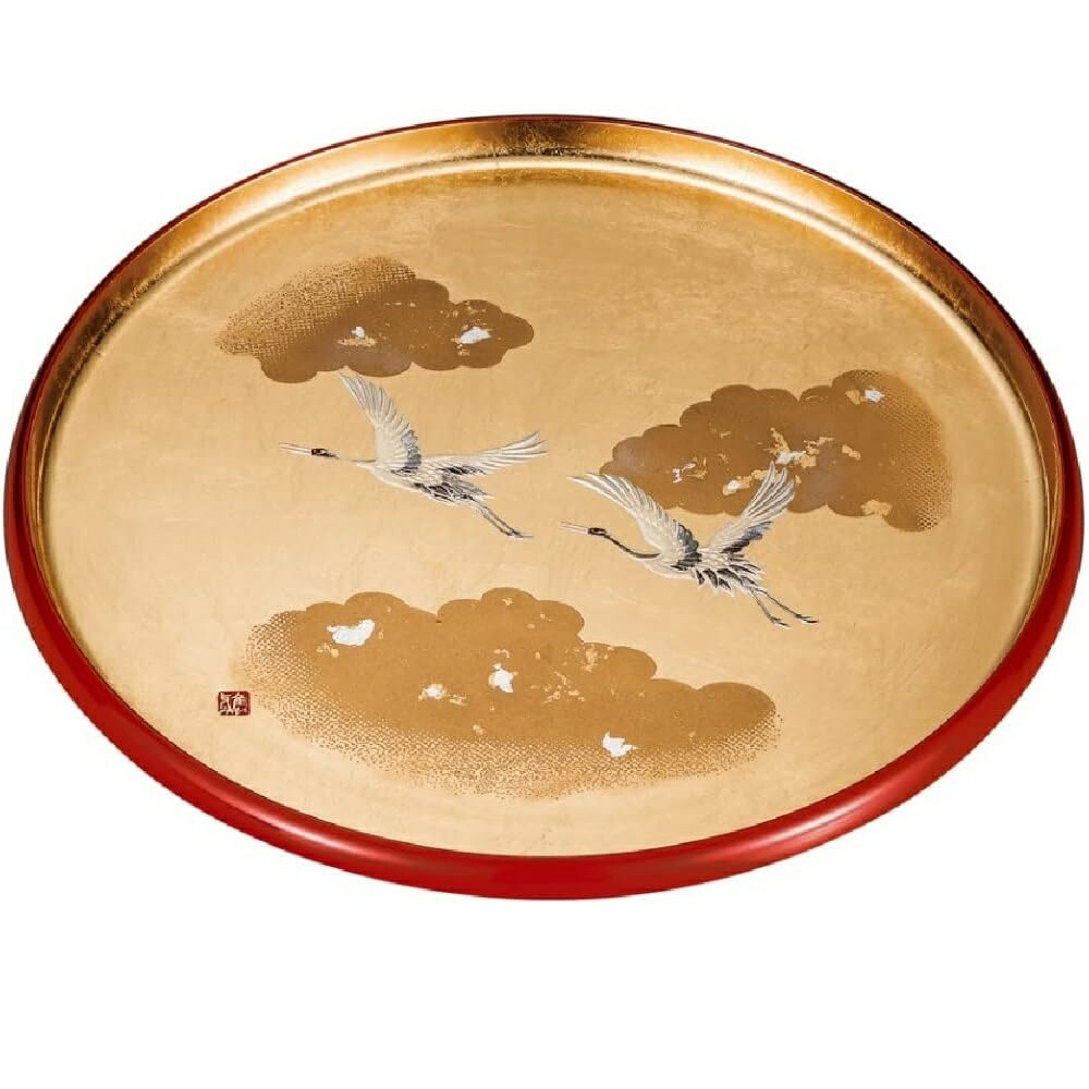 山中漆器 9.0丸盆 吉祥鶴（G）
