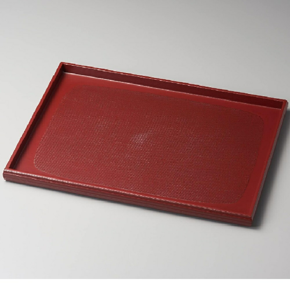 越前塗師細工 越前ペンキ塗り 布目 尺1.5 長角卓上膳 (古代朱) 配膳用品・キッチンファブリック-ランチョンマット-キッチン用品・食器・調理器具