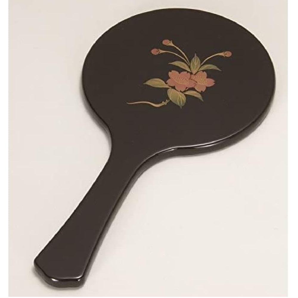 越前漆器 漆遊館 越前塗り 黒 桜 手鏡