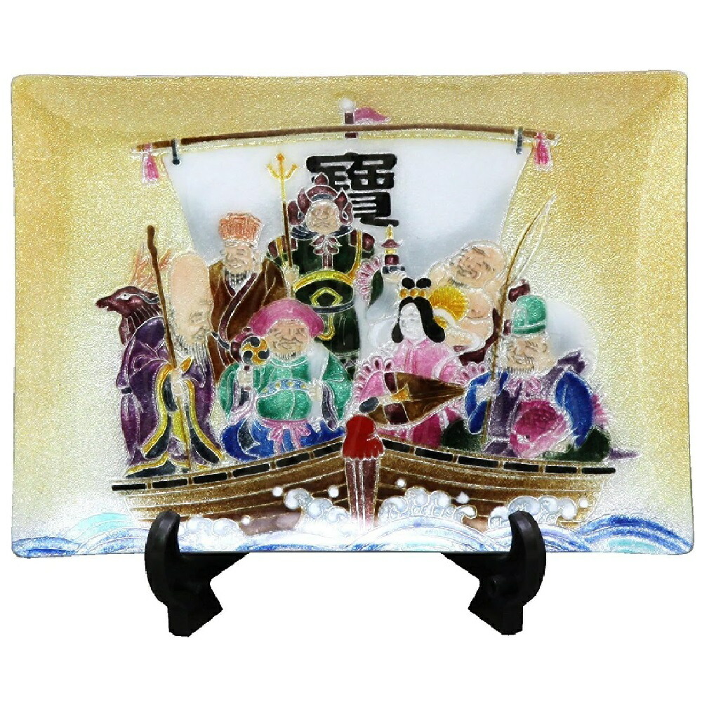 七宝焼き 縁起物 飾皿 57 七福神 (縦150mm×横210粍)