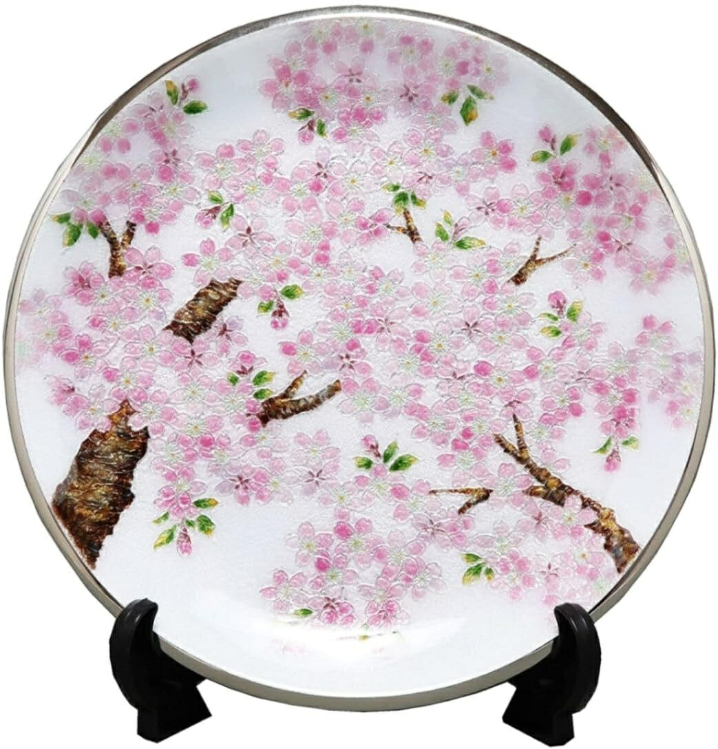七宝焼き 新桜 飾皿 丸形 9 (差しわたし270粍)