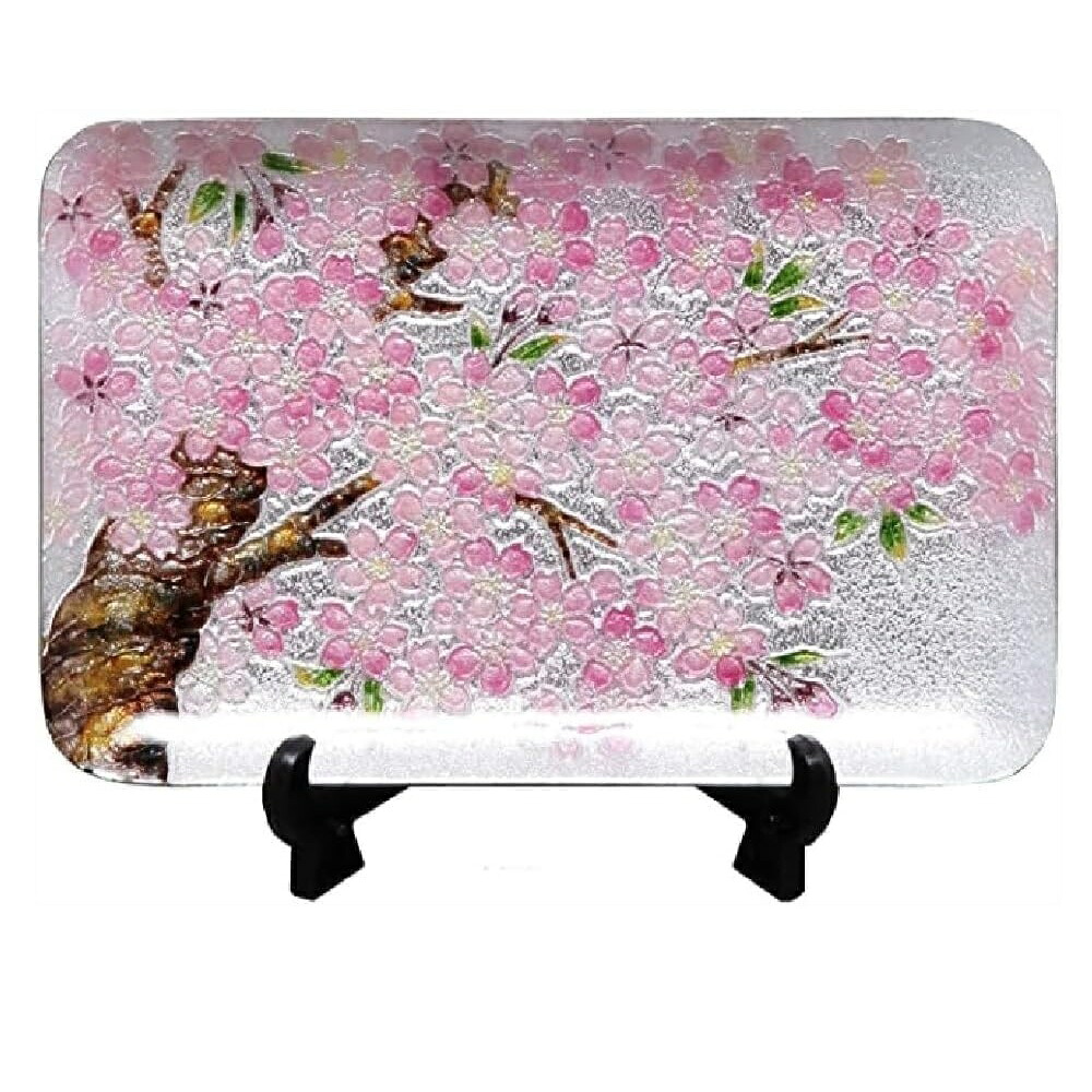 七宝焼き 桜 飾皿 46 (縦120mm×横180mm)
