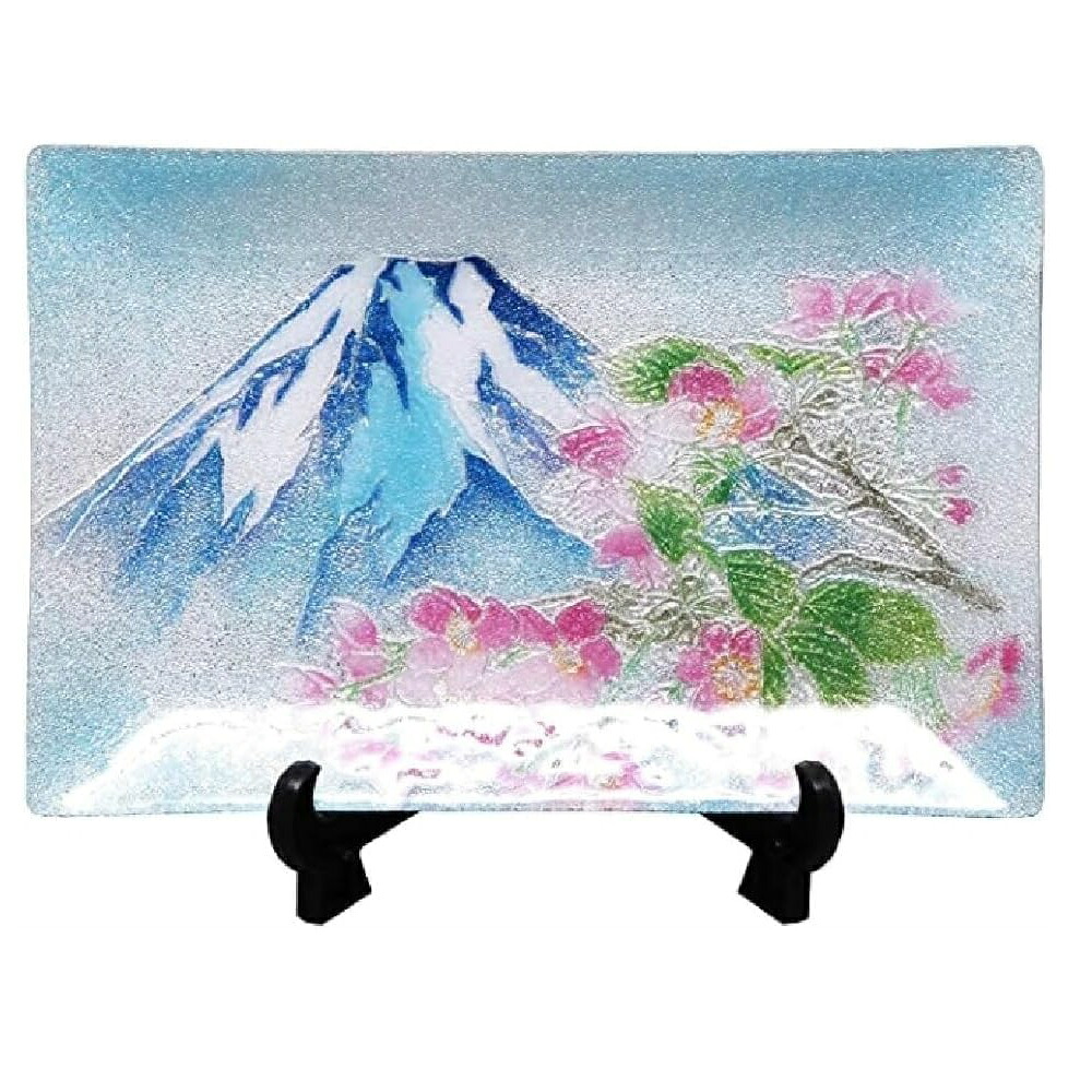 七宝焼き 新富士桜 飾皿 46 (縦120mm×横180mm)