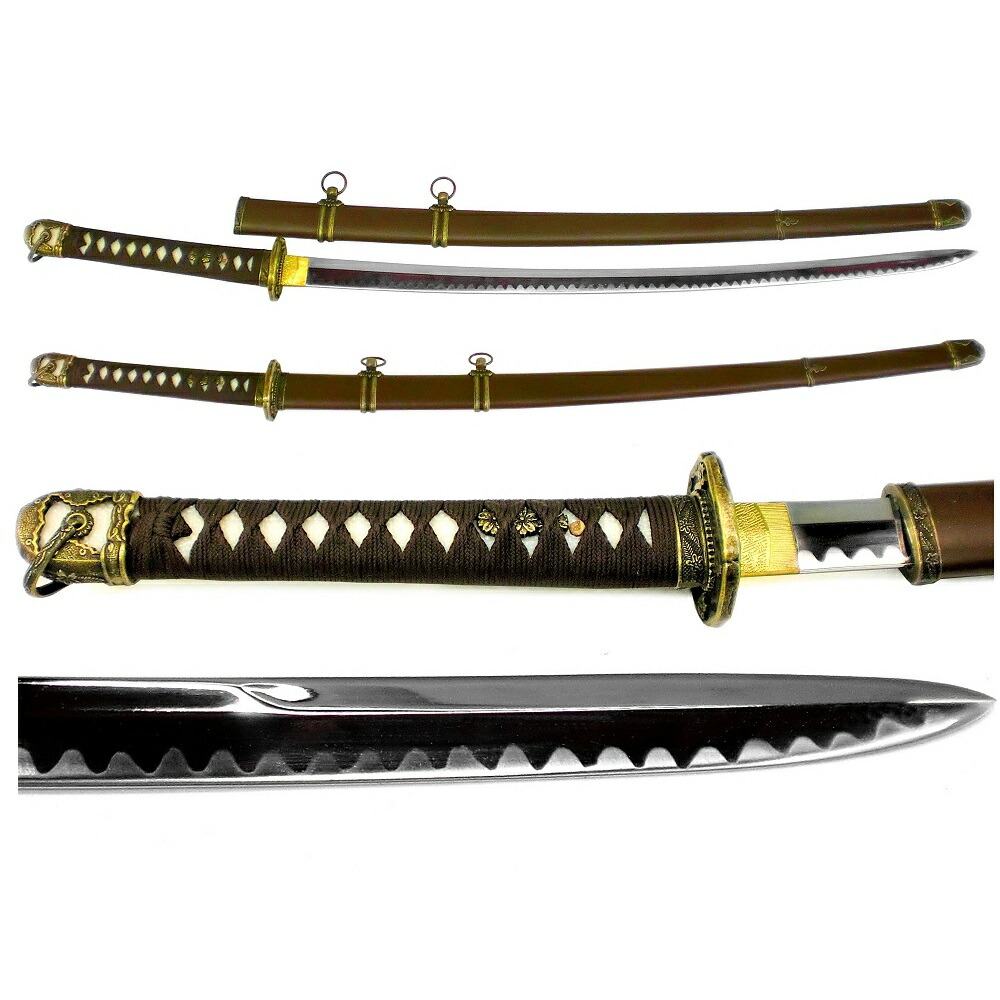 V.ROAD　模造刀　軍刀　尾形刀剣陸軍小刀軍茶柄・軍茶木鞘　 保存袋付き V.ROAD 模造刀 軍刀 尾形刀剣陸軍小刀軍茶柄・軍茶木鞘 保存