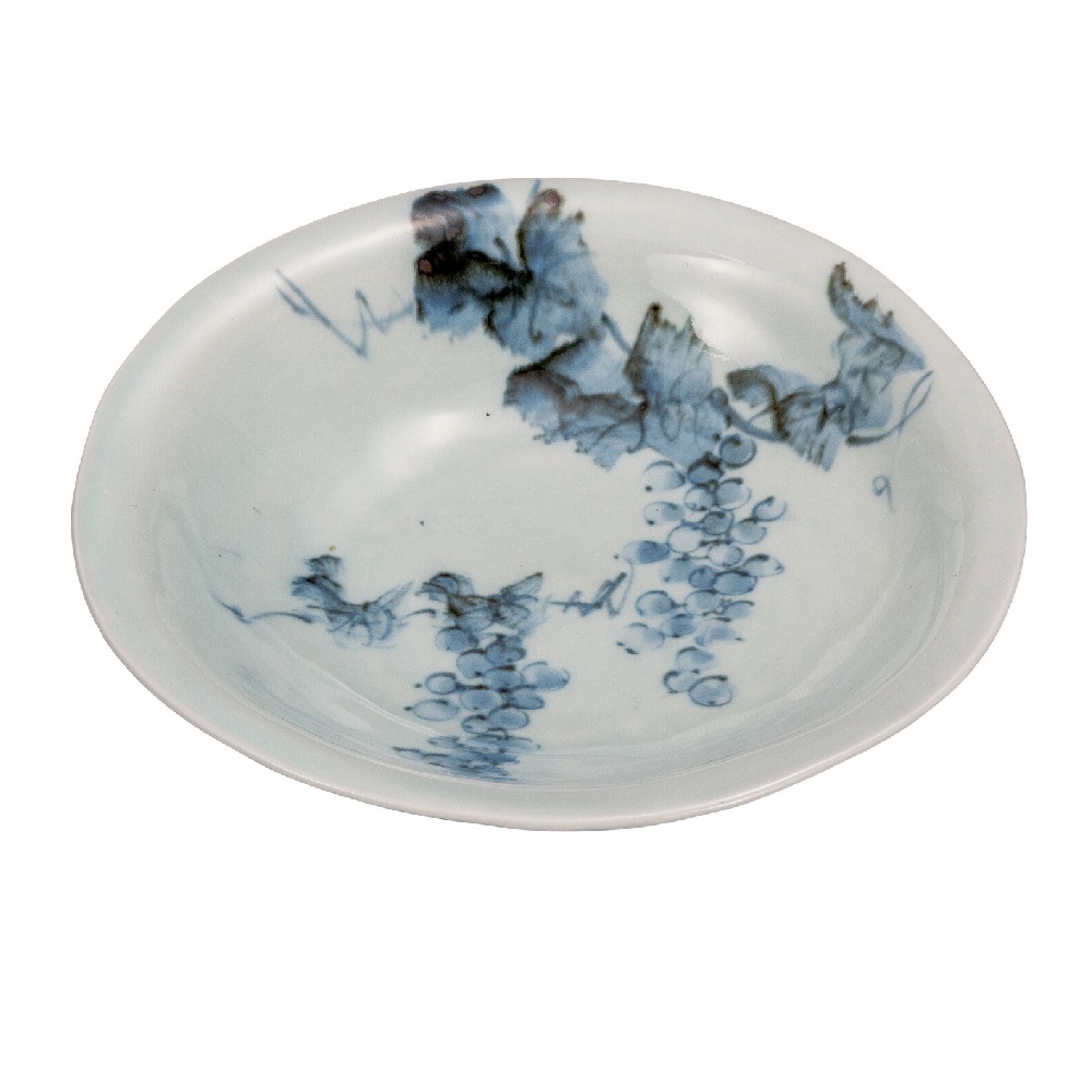 日本の伝統工芸品【九谷焼】8号鉢 ぶどう 田中正人｜虹八-Kohya-
