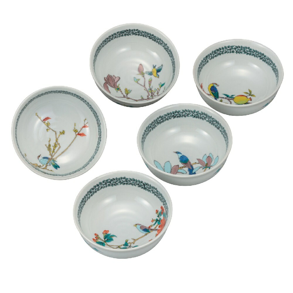 日本の伝統工芸品【九谷焼】4.2号小鉢揃 花鳥絵変り（5客組） 7,029円